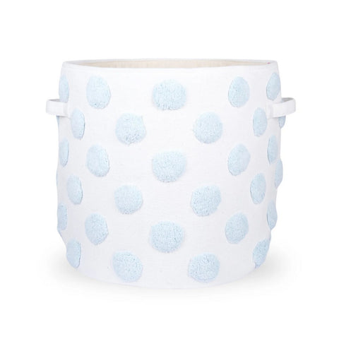 Pom Pom Round Blue Toy Storage Basket
