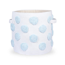 Load image into Gallery viewer, Pom Pom Round Blue Toy Storage Basket
