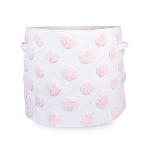 Pom Pom Round Pink Toy Storage Basket