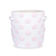 Load image into Gallery viewer, Pom Pom Round Pink Toy Storage Basket
