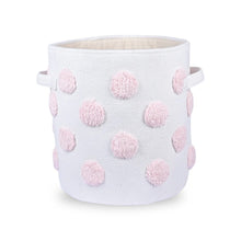Load image into Gallery viewer, Pom Pom Round Pink Toy Storage Basket
