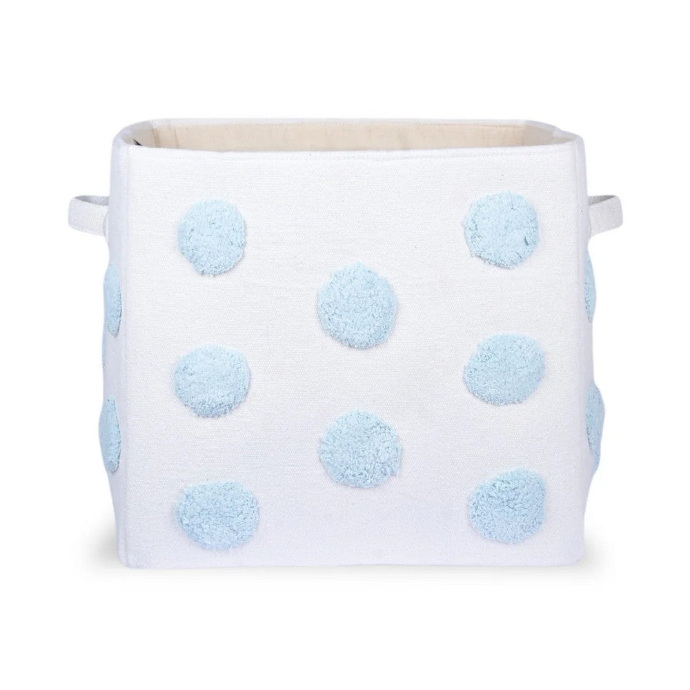 Pom Pom Rectangular Blue Toy Storage Basket