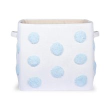 Load image into Gallery viewer, Pom Pom Rectangular Blue Toy Storage Basket
