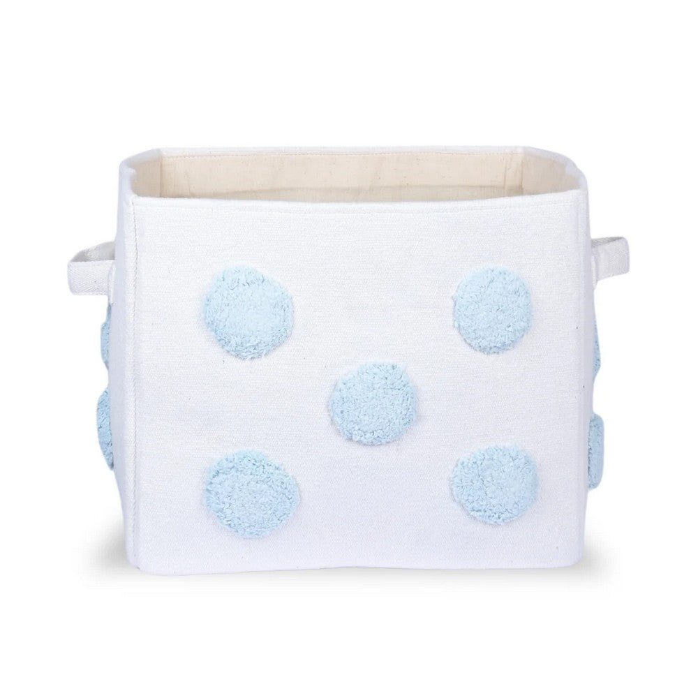 Pom Pom Rectangular Blue Toy Storage Basket