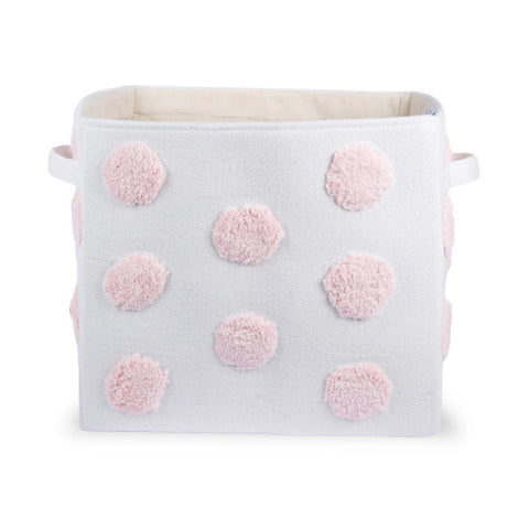 Pom Pom Rectangular Pink Toy Storage Basket