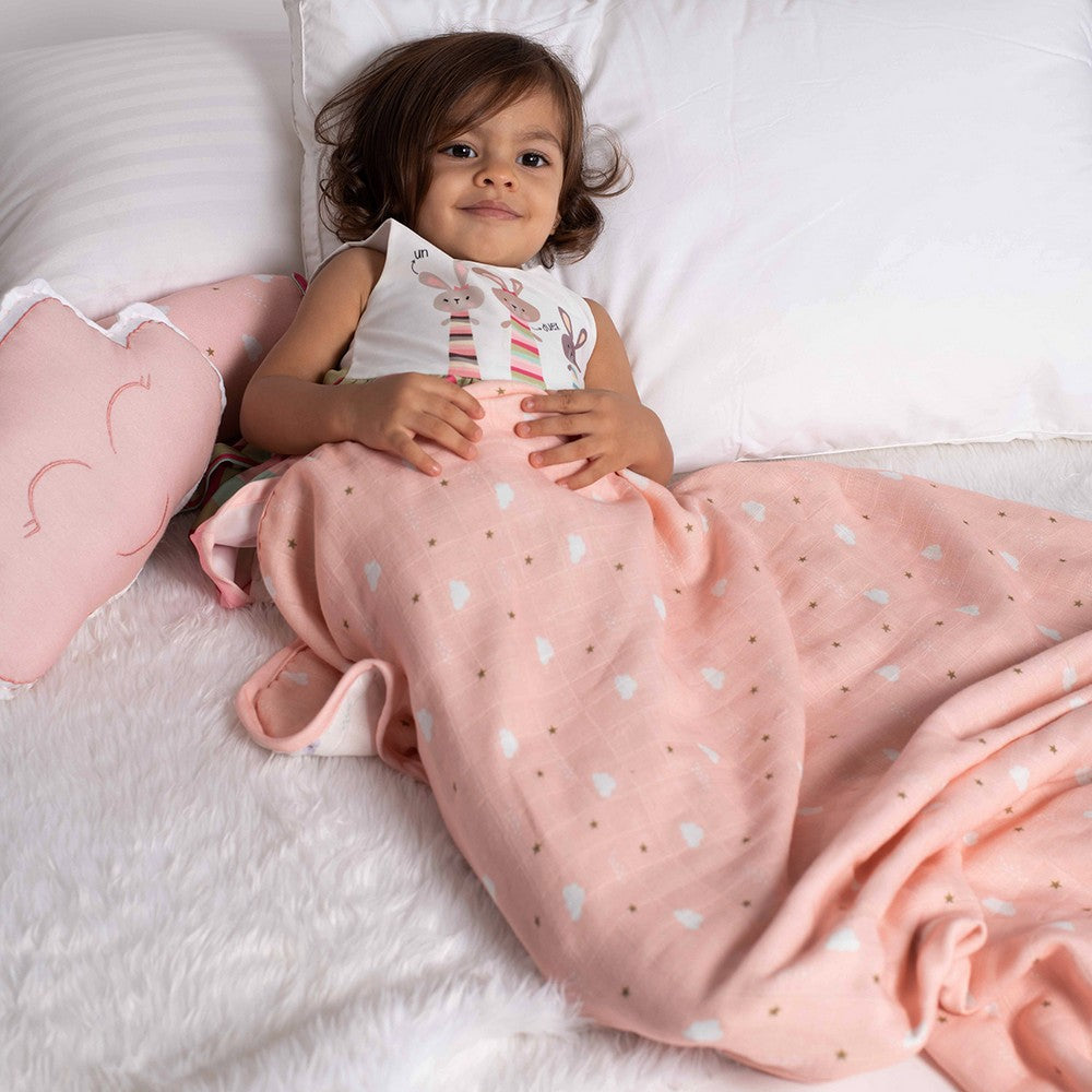 Pink Fairytale Theme Organic Muslin Blanket
