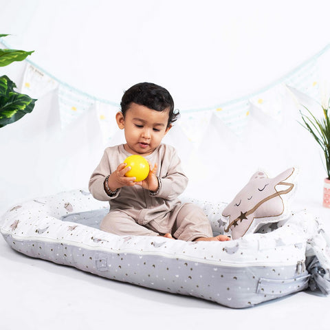 Grey Starry Nights Organic Size Adjustable Baby Nest