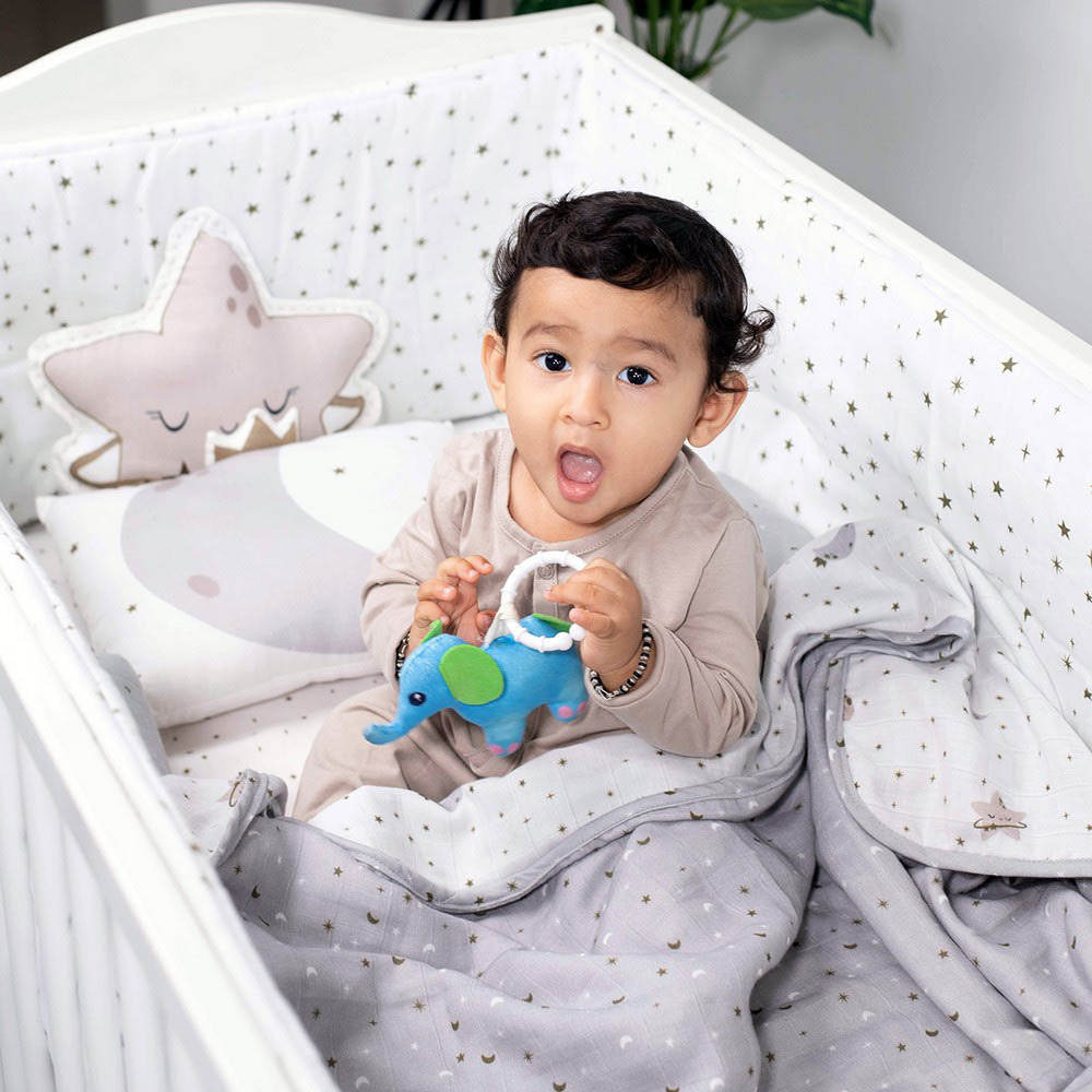 Grey Starry Nights Organic Cotton Cot Bedding Set