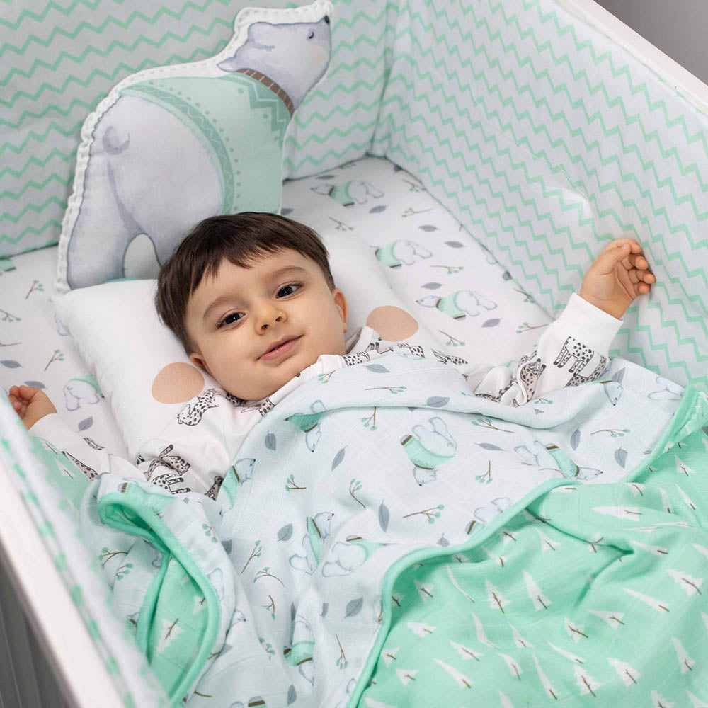 Green Arctic Organic Cotton Cot Bedding Set