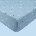 Blue Clouds Theme Organic Fitted Cot Sheet