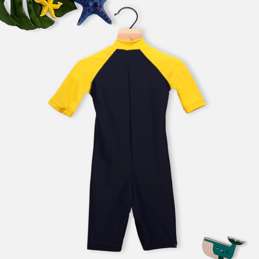 Half Raglan Sleeves Swimsuit