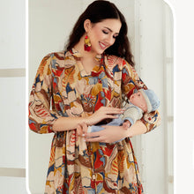 Load image into Gallery viewer, Beige Tropical Printed Maternity Nursing Top
