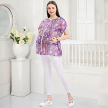 Load image into Gallery viewer, Purple Pin Tucks Maternity Nursing Kaftan Top
