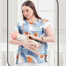 Load image into Gallery viewer, Blue Abstarct Printed Maternity Nursing Kaftan Top

