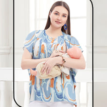 Load image into Gallery viewer, Blue Pin Tucks Maternity Nursing Kaftan Top
