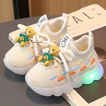 Load image into Gallery viewer, Beige Breathable Sneakers With LED Light-Up
