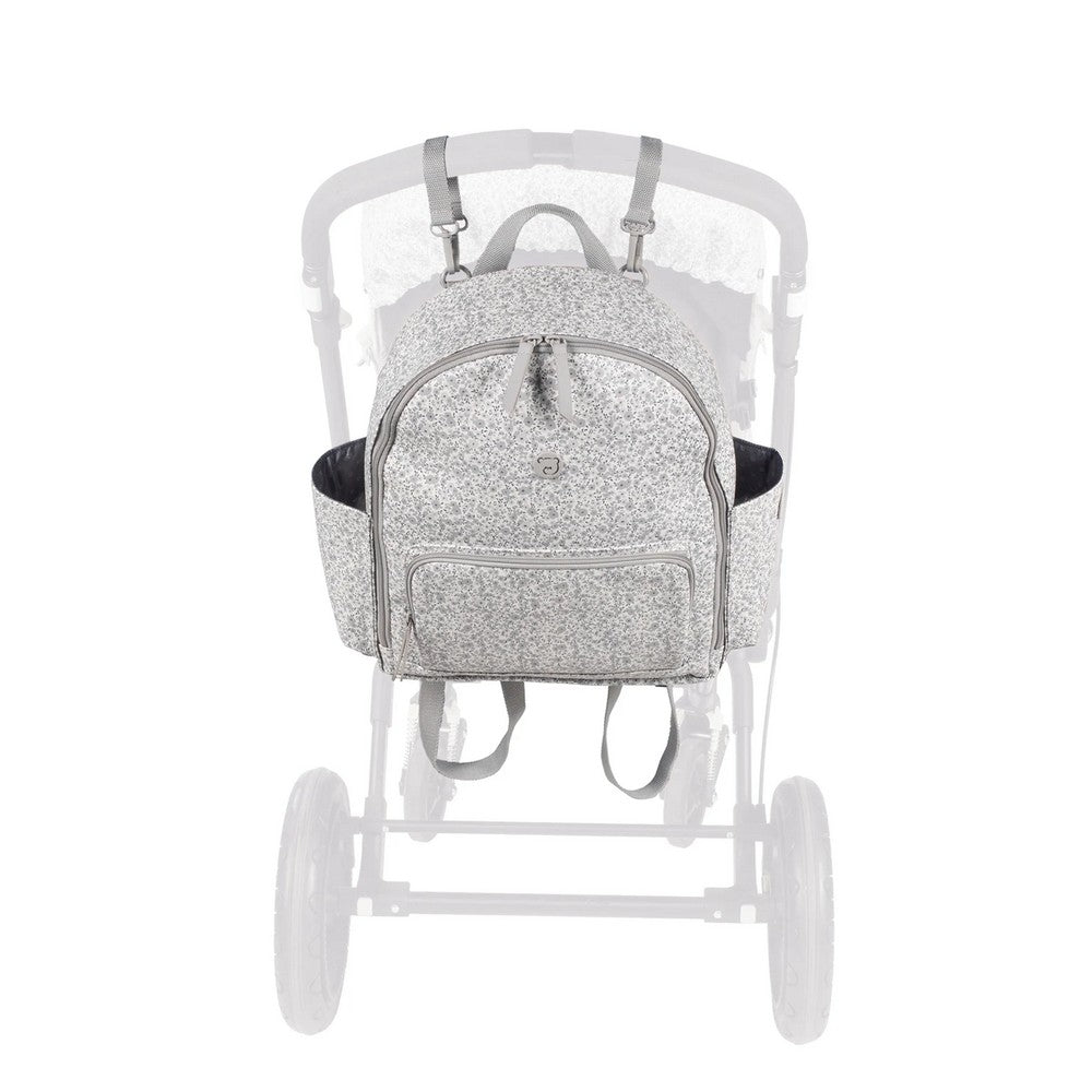 Grey Flower Mellow Backpack Diaper Changing Bag