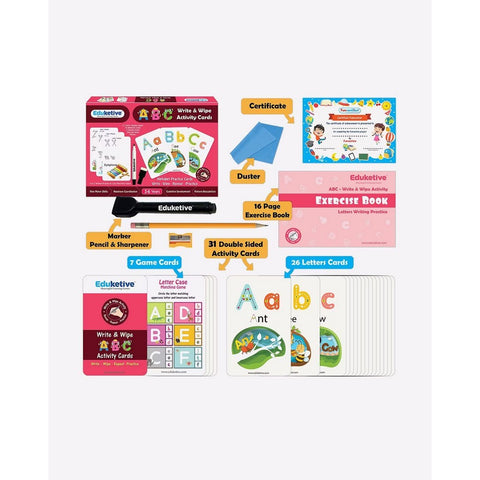 ABC Letters Write And Wipe Activity Cards Kit