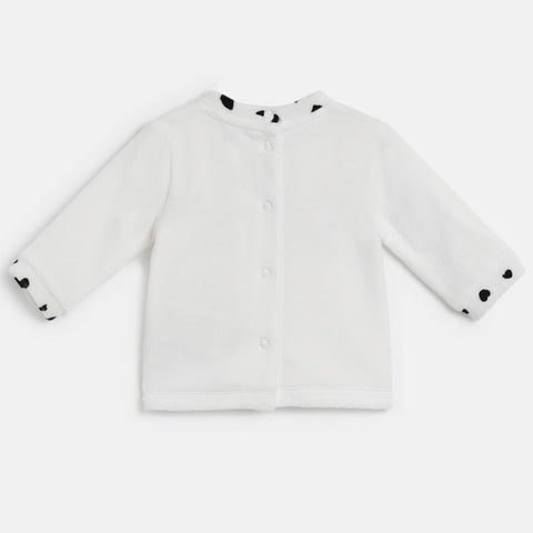 White Applique Full Sleeves T-Shirt With Bottom Winter Set