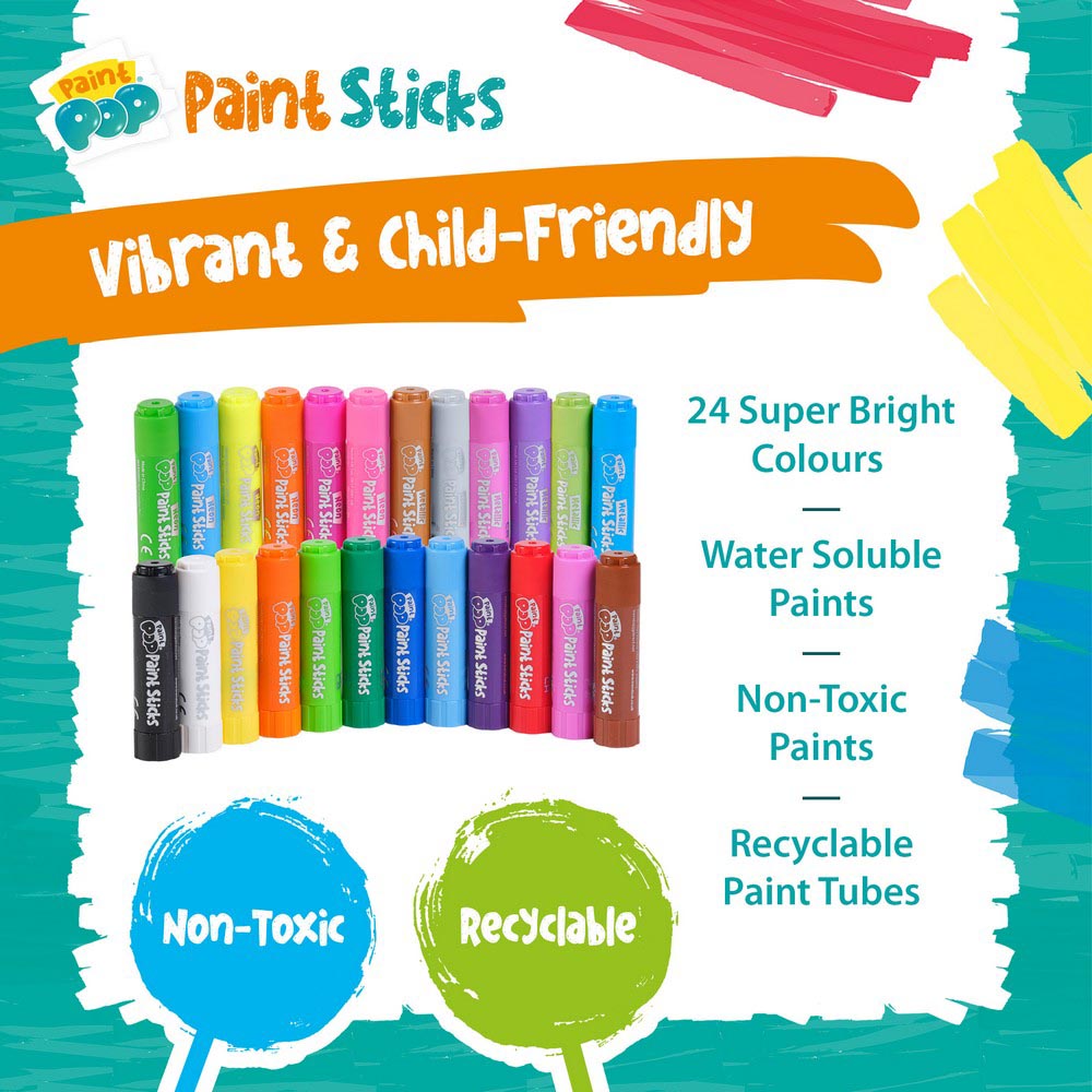 Paint Pop Assorted Quick Dry Paint Sticks- 24 Pack