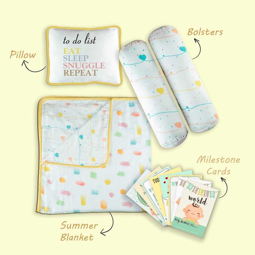 Yellow Lost In Thoughts Mini Cot Bedding Set