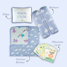 Load image into Gallery viewer, Purple Sky Is The Limit Mini Cot Bedding Set
