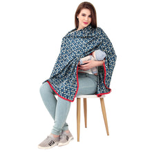 Load image into Gallery viewer, Indigo Geometric Printed Cotton Nursing Cover Poncho
