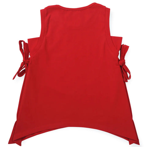 Red Sleeveless Cotton Top