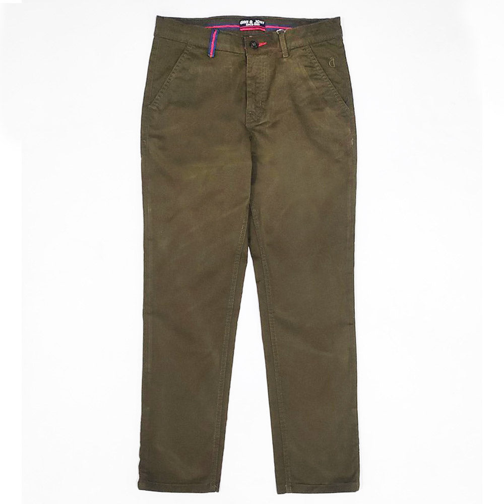 Brown Solid Cotton Trouser