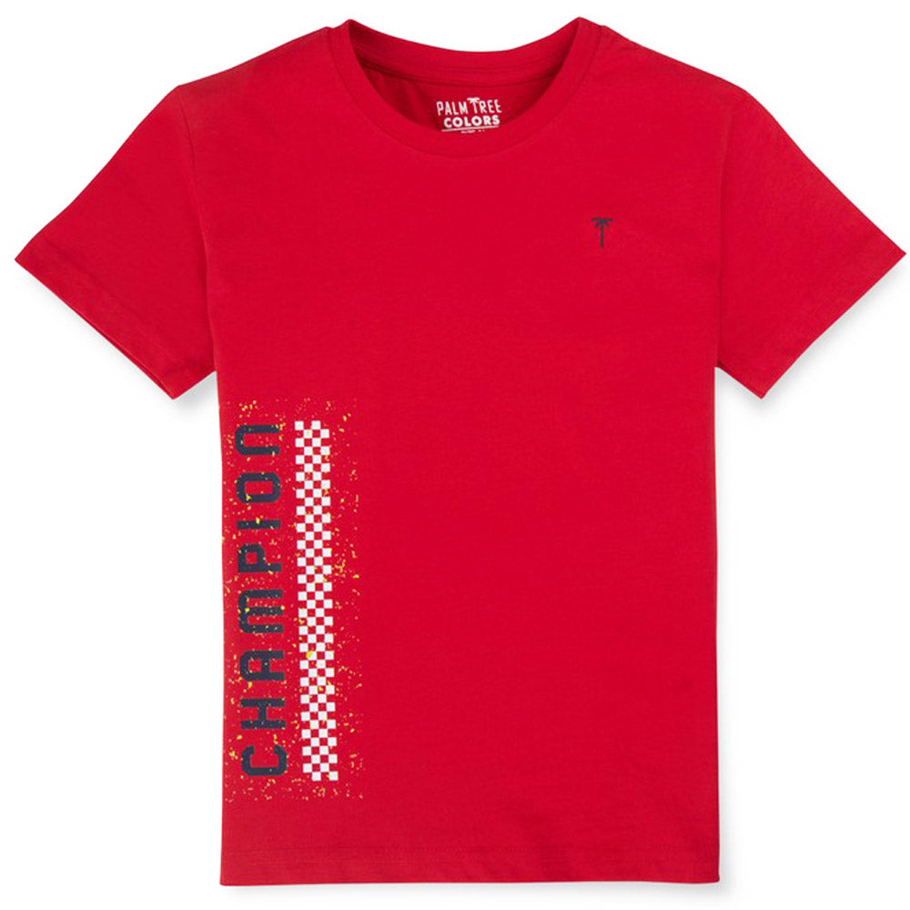 Red Back Graphic Printed Half Sleeves T-Shirt