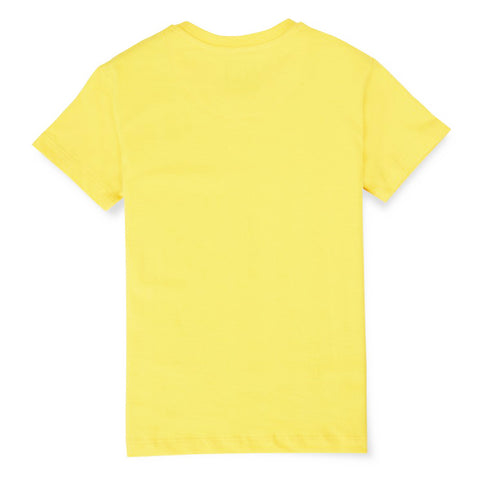 Yellow Printed Cotton Half Sleeves T-Shirt