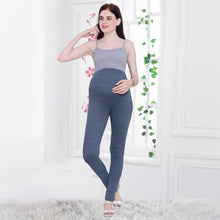 Load image into Gallery viewer, Black &amp; Blue Melange Stretchable Maternity Leggings
