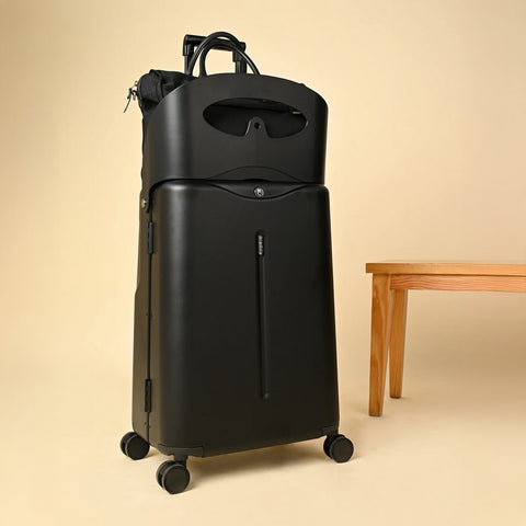 Midnight Black Ride-On Trolley Check-In Luggage 24 Inches