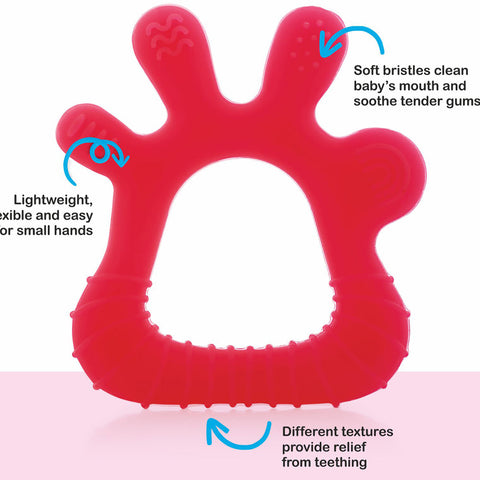 Pink Finger Shape Soft Silicone Teether