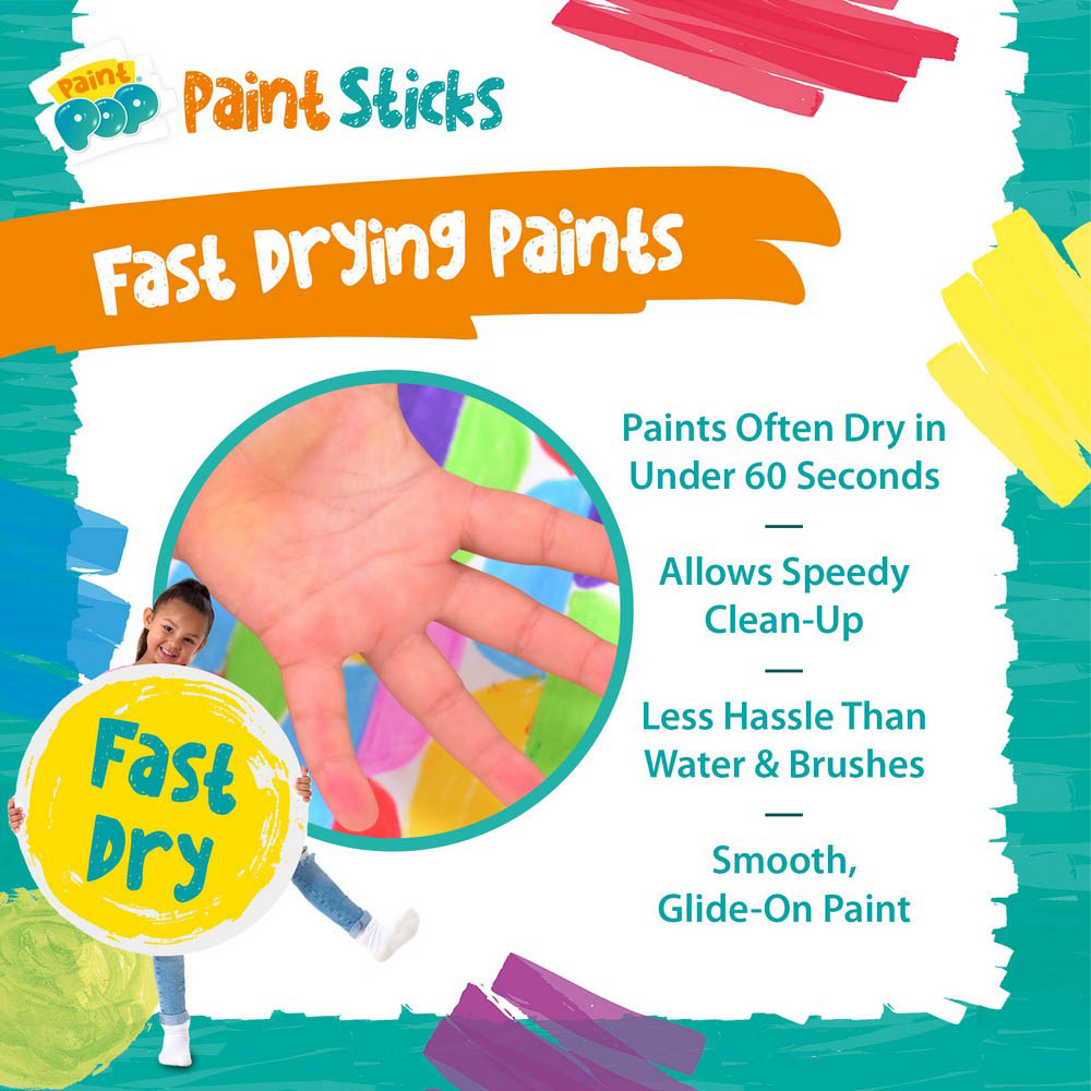 Paint Pop Assorted Quick Dry Paint Sticks- 24 Pack