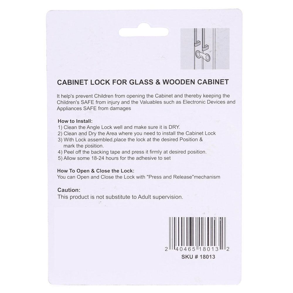 Cabinet Lock For Glass & Wooden Cabinet Pack Of 2