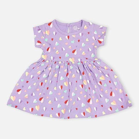 Purple Hearts Theme Dress With Bloomer