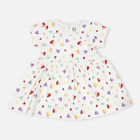 White Hearts Theme Dress With Bloomer