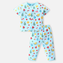 Load image into Gallery viewer, Blue Fruit Theme Half Sleeves Cotton Night Suit
