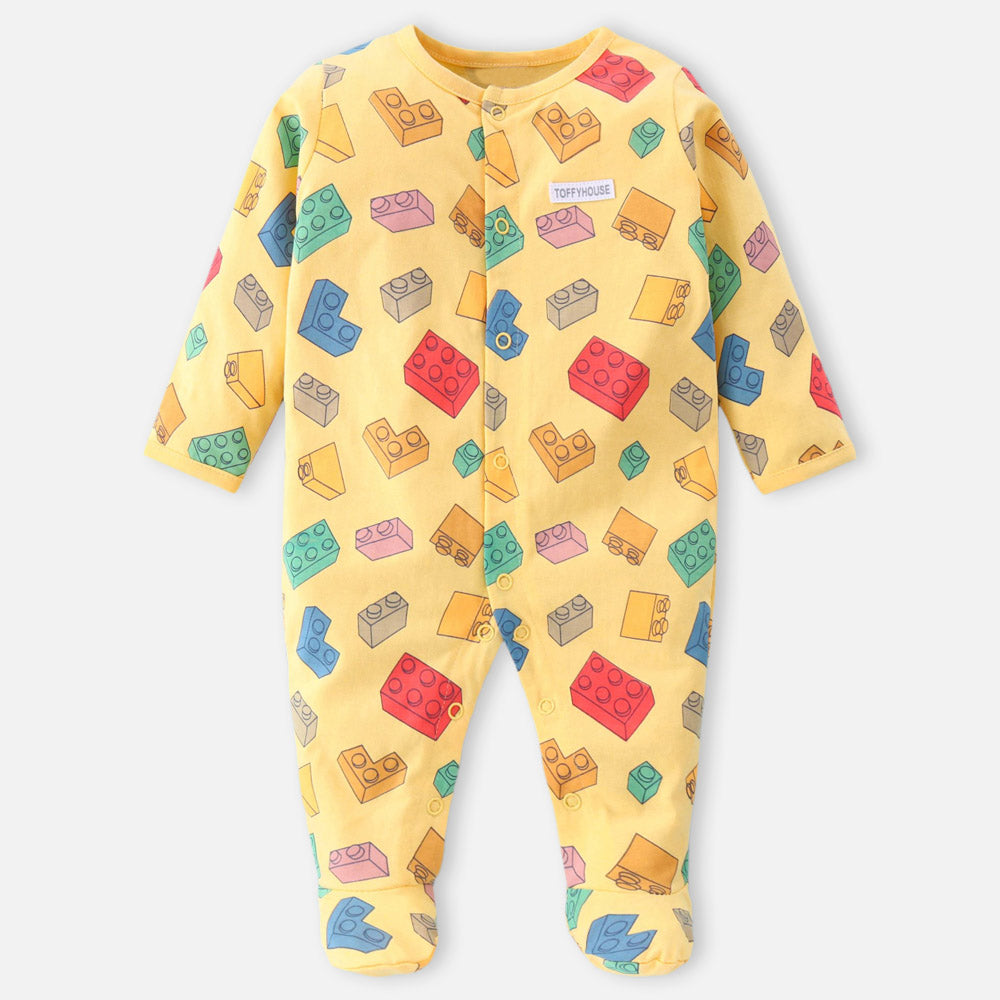 Yellow Full Sleeves Cotton Footsie