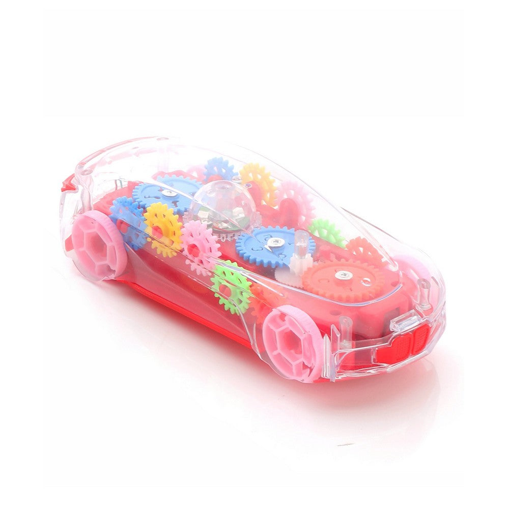 Red Transparent 3D Gear Car(Color May Vary)