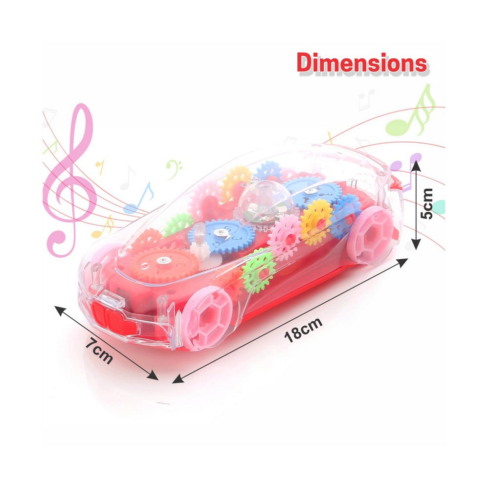 Red Transparent 3D Gear Car(Color May Vary)