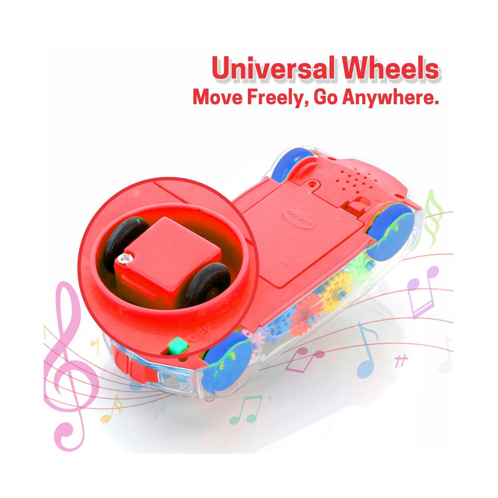 Red Transparent 3D Gear Car(Color May Vary)