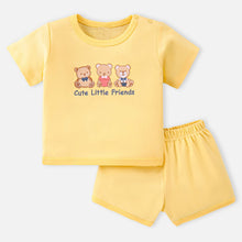 Load image into Gallery viewer, Yellow Embroidered T-Shirt With Shorts Co-Ord Set
