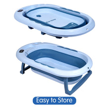 Load image into Gallery viewer, Blue Folding Bath Tub With Thermometer &amp; Anti-Skid Base
