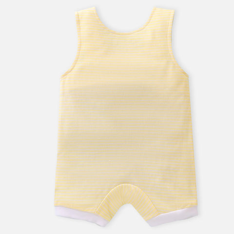 Yellow Striped Romper Dungaree With White T-Shirt