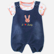 Load image into Gallery viewer, Blue Denim Dungaree Romper With White T-Shirt
