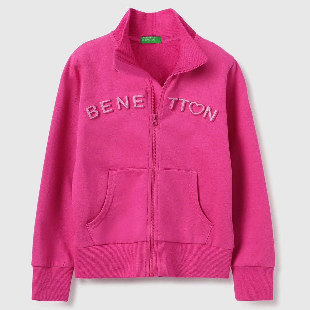 Pink Benetton Embossed High Neck Jacket