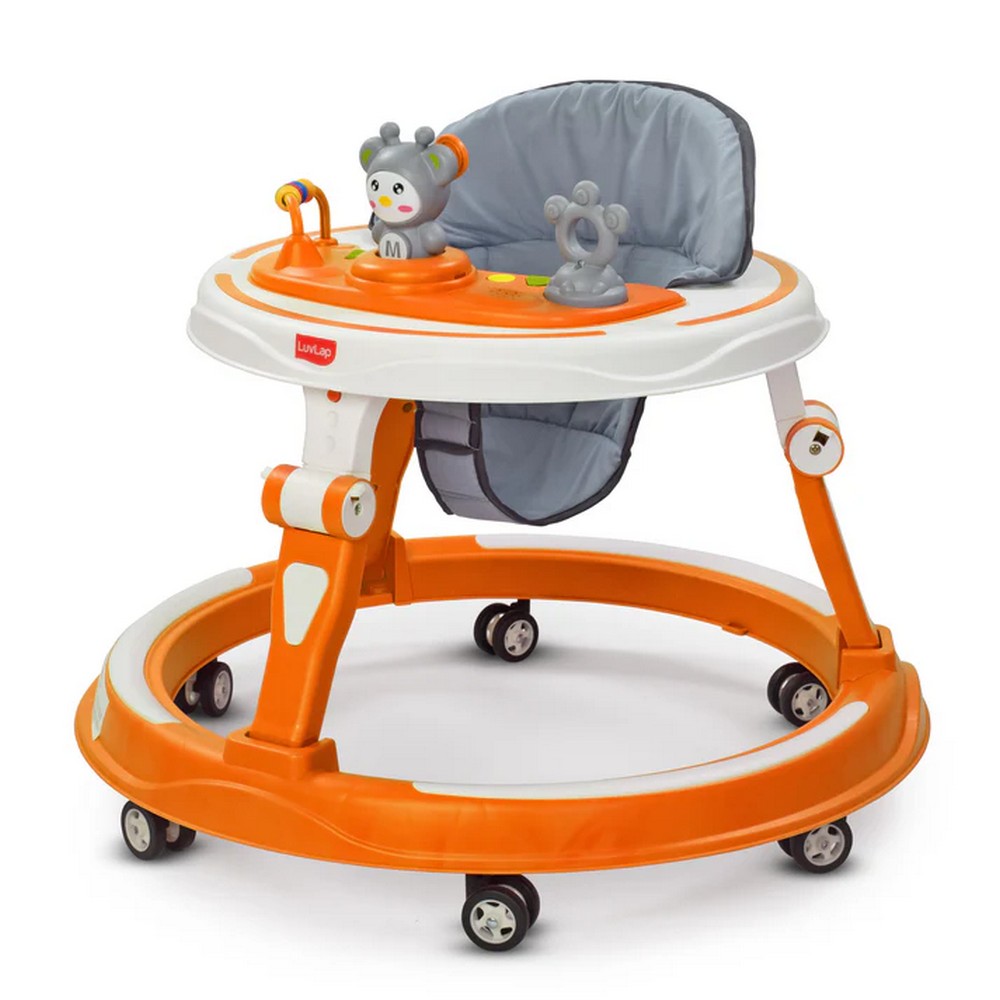Orange 3 Level Height Adjustment 360° Joy Baby Walker