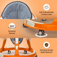 Load image into Gallery viewer, Orange 3 Level Height Adjustment 360° Joy Baby Walker
